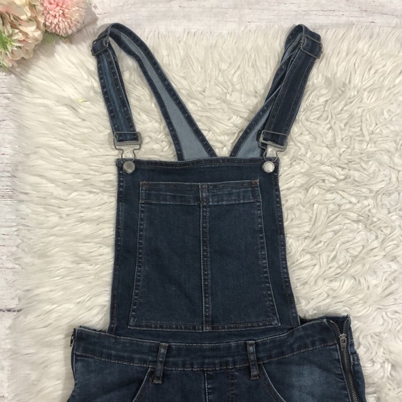 Cheap Monday Distressed Knee Dungaree Carbon Blue Denim Overalls - Picture 8 of 16